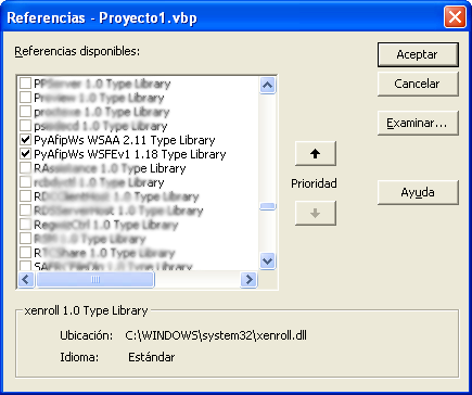 Referencias - Librería de Tipos -sólo typelib- (captura de pantalla)